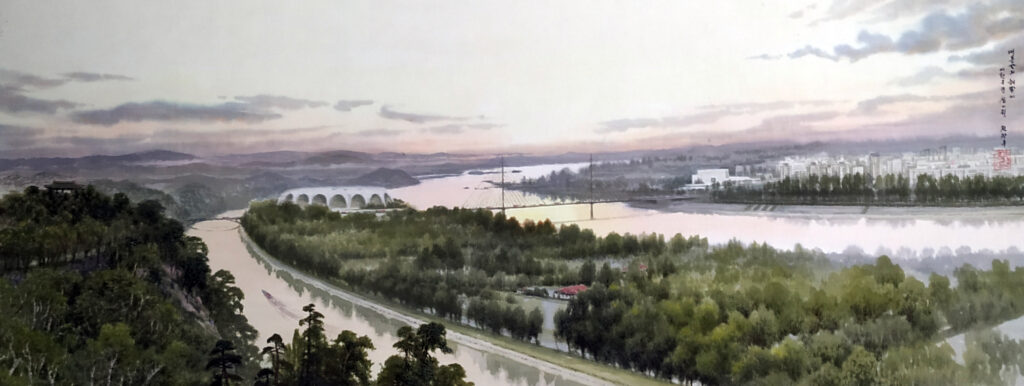 Blick auf den Taedong Fluss in Pyongyang